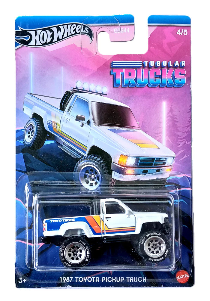 Hot Wheels Premium Tubular Trucks 1987 Toyota Pickup Truck - White - 2023 Card (With Protector Case)