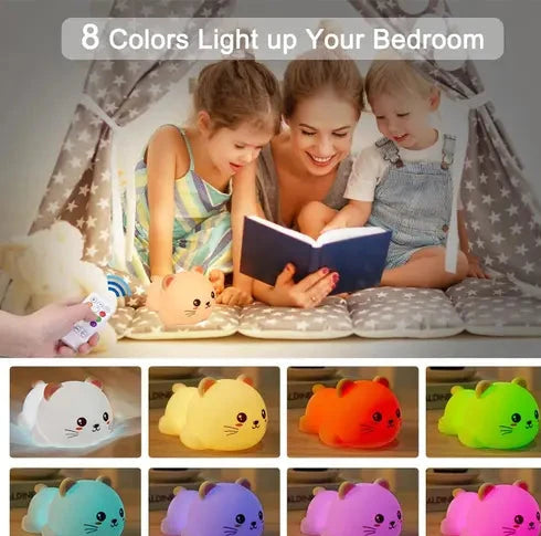 Snoring Cat Cute Silicone Baby Night Light with Touch Sensor, USB Rechargeable Baby Girl Boys Gifts, Xmas Gifts for Toddler Kids