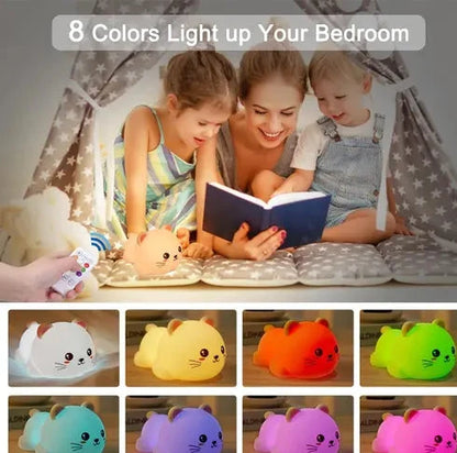 Snoring Cat Cute Silicone Baby Night Light with Touch Sensor, USB Rechargeable Baby Girl Boys Gifts, Xmas Gifts for Toddler Kids