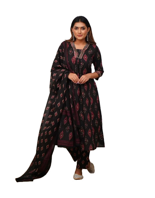 KLOSIA Women Printed A-Line Kurta and Pant Set With Dupatta | Kurta Set | Ethnic Set | Dupatta Set | Ethnic Set | Kurta Pant |