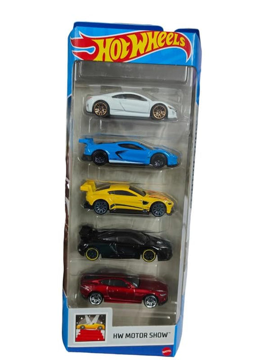 Hot Wheels Car 2024 HW Motor Show Pack of 5 (17 Acura NSX, Corvette C8 R, Aston Martin Vantage GTE, Mclaren, 20 Jaguar F-Type) Multi - Color