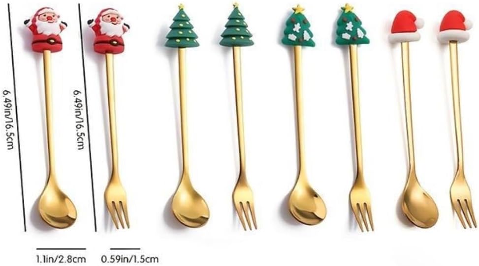 CHRISTMAS SET OF 6 Fork and Spoon gold set