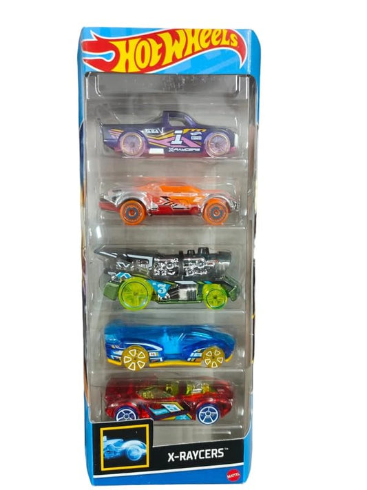 Hot Wheels Car 2024 X-Raycers Pack of 5 (Graftnator, Cosmic Coupe, Loco Motorin, Electrack, Nerve Hammer) Multi - Color