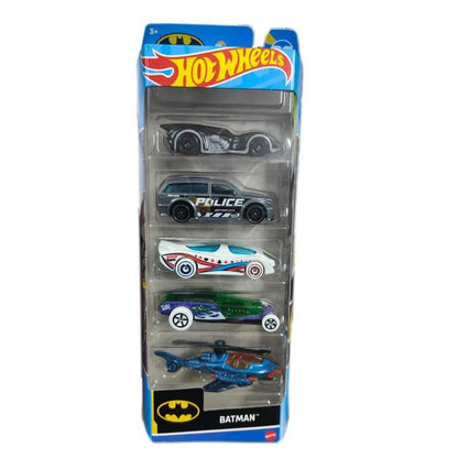 Hot Wheels Car 2024 Batman Pack of 5 (Arkham Asylum Batmobile, Batmobile, Boom Box, Hi Roller, Power Pistons) Multi - Color