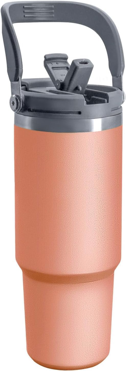 890 ml Stainless Steel Vacuum Insulated Tumbler Leak Resistant and Durable Bottle Included Reusable Straw and Airtight Lid for Gym, Travel, Indoor, Outdoor Use (Pink)