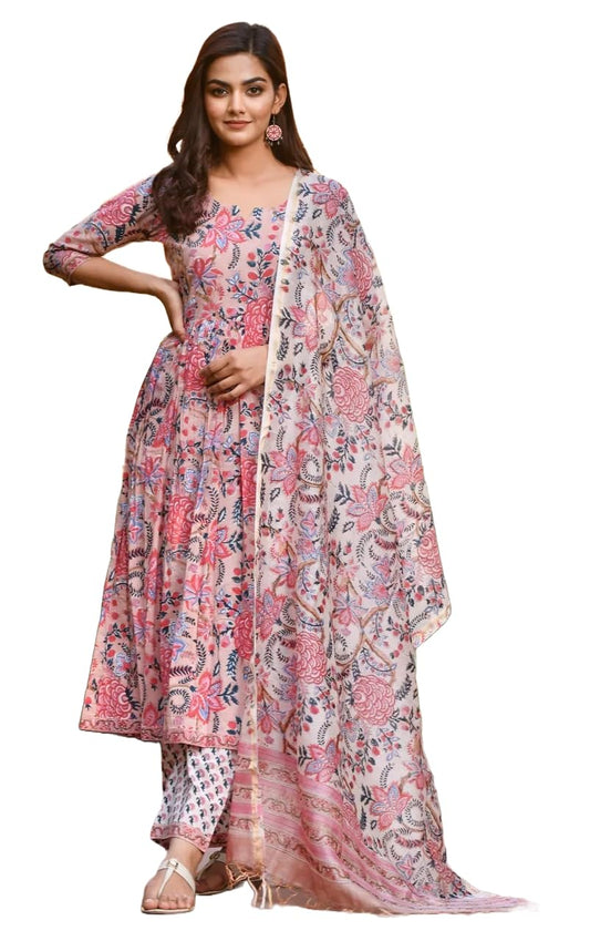 KLOSIA Women Floral Printed Kurta and Pant Set with Dupatta