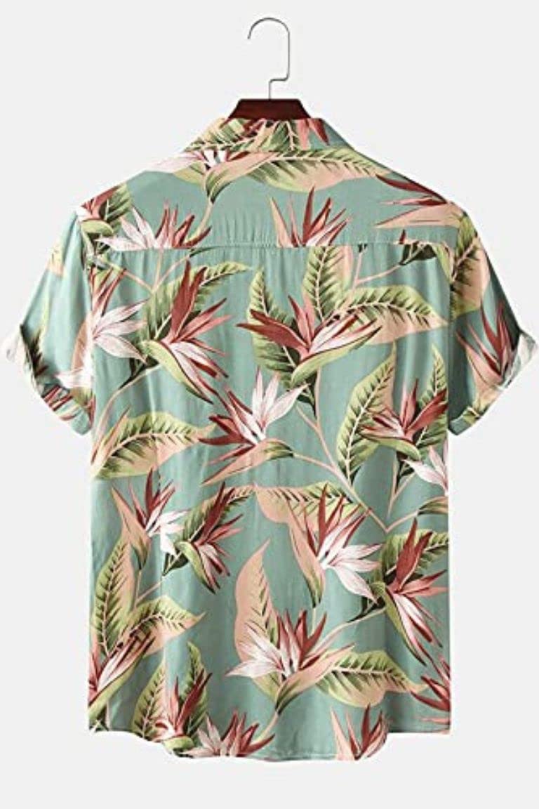 Men's Rayon Tropical Leaf Printed Shirt | Short Sleeve with Spread Collar | Casual, Beach, and Festive Wear Shirt