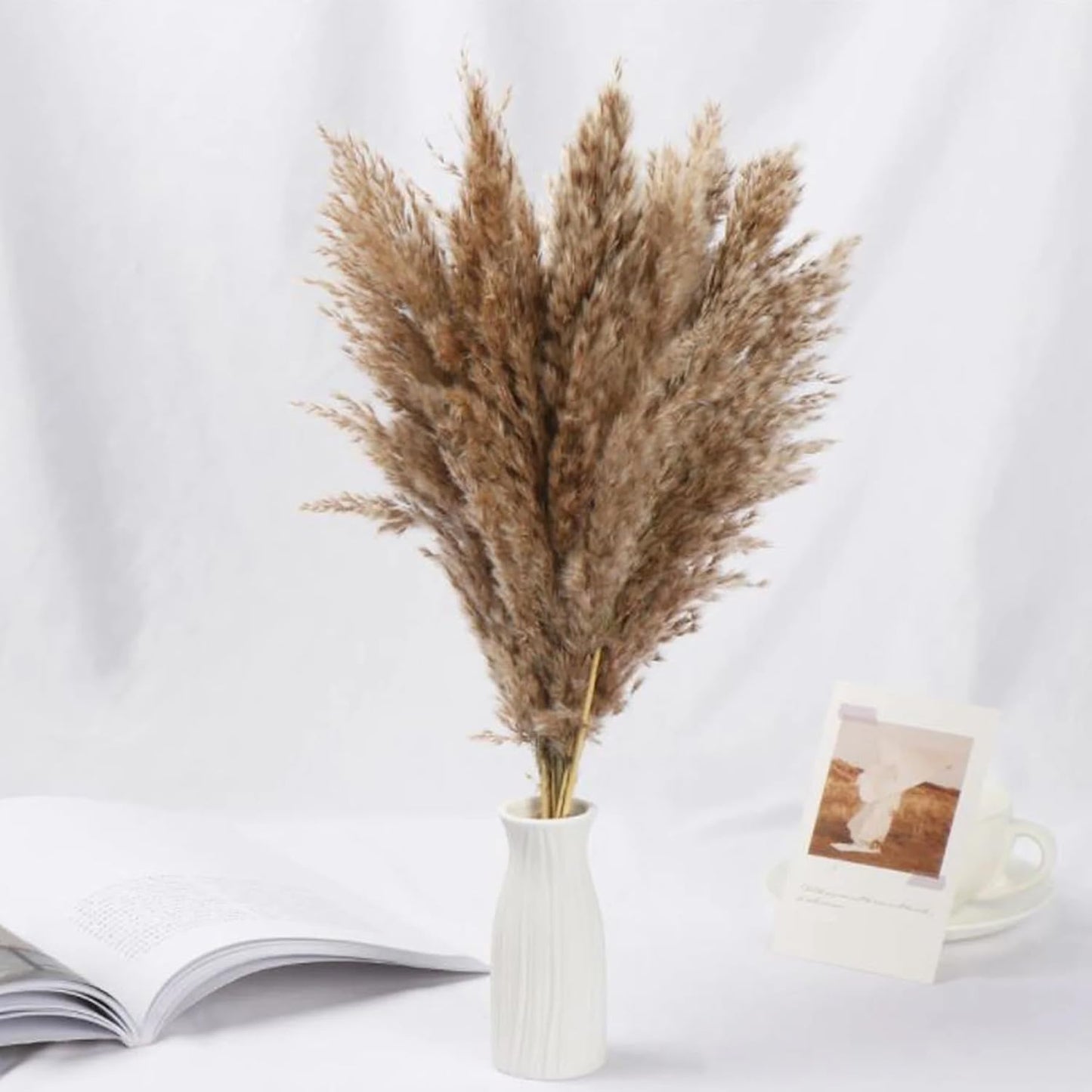 Set of 10 Pcs Natural Dried Grass Boho Home Decor (20 inch Length)