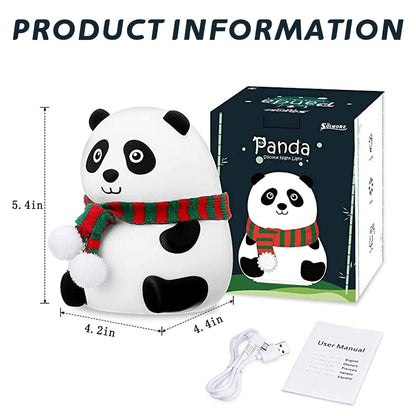 Cute Panda Night Lamp,Color Changing Night Light with Touch,Silicone Baby Nursery Lamp, Kawaii Stuff & Birthday Gifts for Toddler Children Teenage Girls Bedroom,Rechargeable