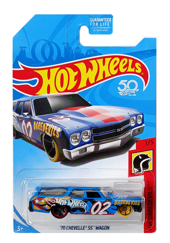 Hot Wheels '70 Chevelle SS Wagon - Blue / Yellow - 2017 Card (With Protector Case)