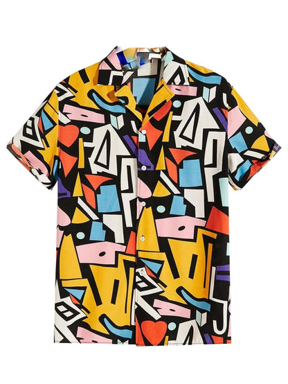 Men's Soft Rayon Printed Casual Shirts || Spread Collar || Short Sleeves || Summer Wear || Multi-Colored, Medium Size