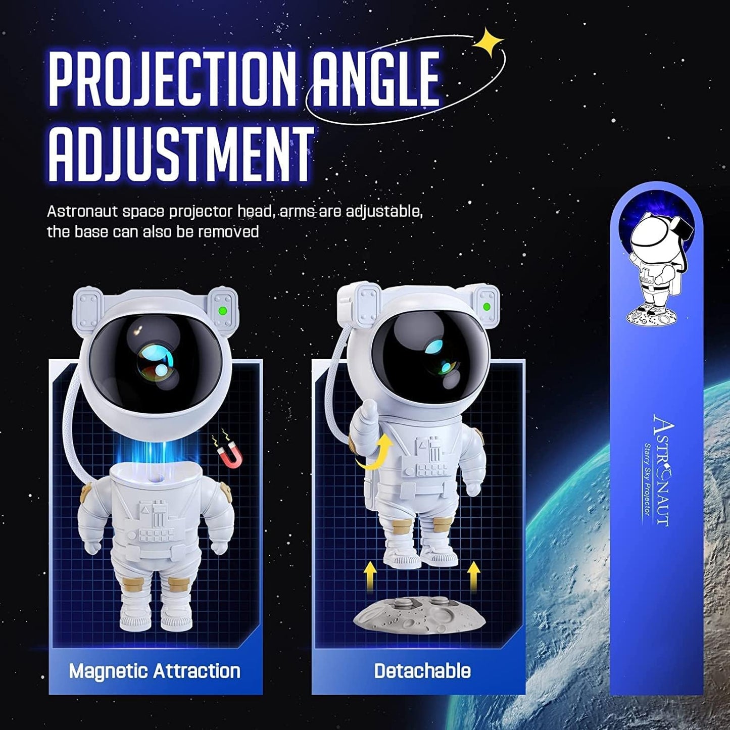 Star Projector Galaxy Projector with Remote Control - 360° Adjustable Timer Kids Astronaut Nebula for Baby Adults Bedroom, Gaming Room, Home and Party