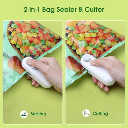 2 in 1 Sealer Cutter Rechargeable Vacuum Sealing Machine Universal Quick Safe Handheld Heat Vacuum Sealer Tool Portable TYPE-C USB Heat Sealer