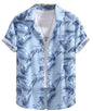 Men's Rayon Tropical Printed Shirt with Hawaii Collar | Ideal Summer Shirt for Outings, Beach, or Vacation (Large, Sky)