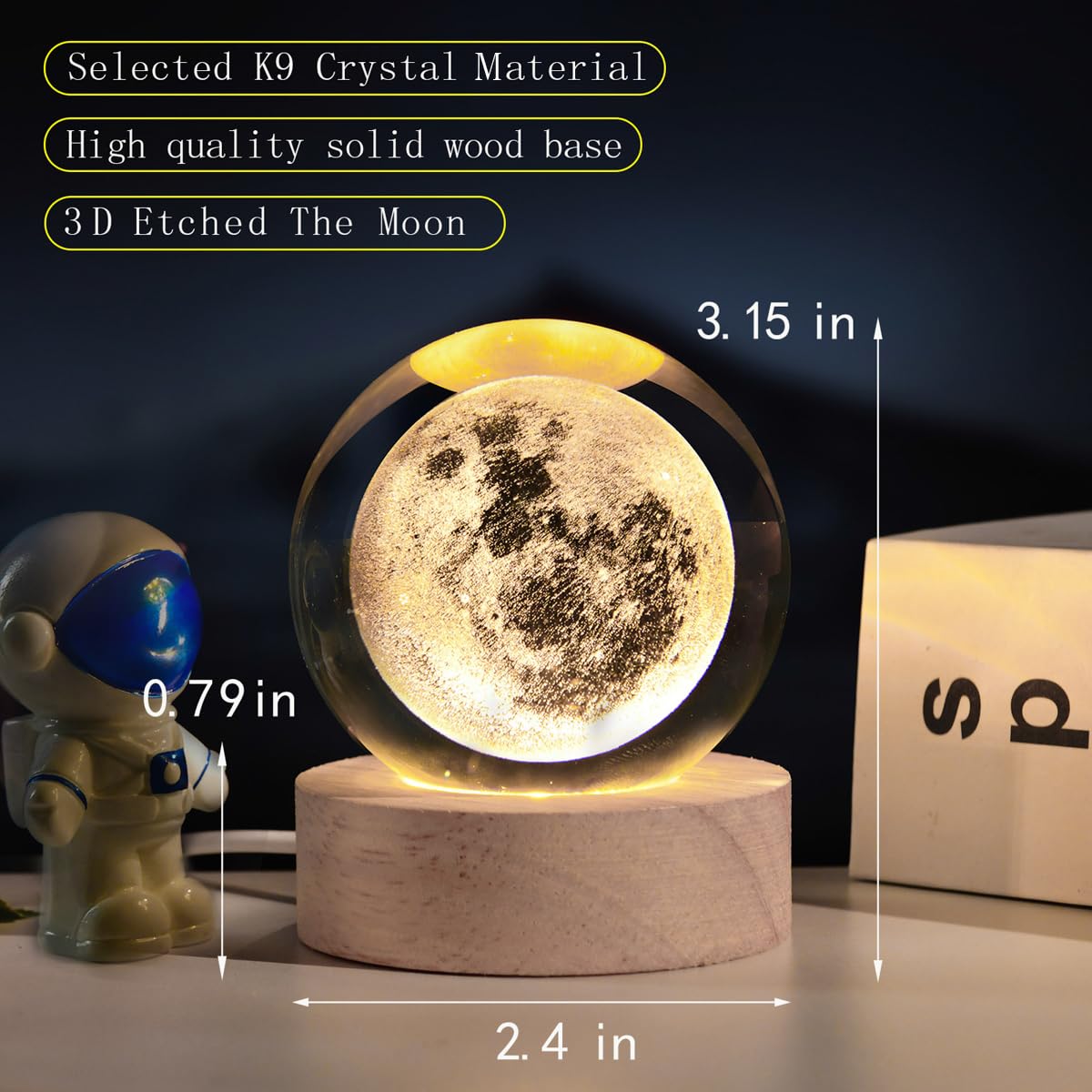 3D Dolphin Crystal Ball Night Light,Dolphin Figurine Lamp,Decorative Glass Sphere Ball Paperweight Crystal Sea Animal Decorations for Home(2.4 in)