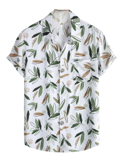 Men's Rayon Tropical Leaf Printed Shirt | Short Sleeve with Spread Collar | Casual, Beach, and Festive Wear Shirt