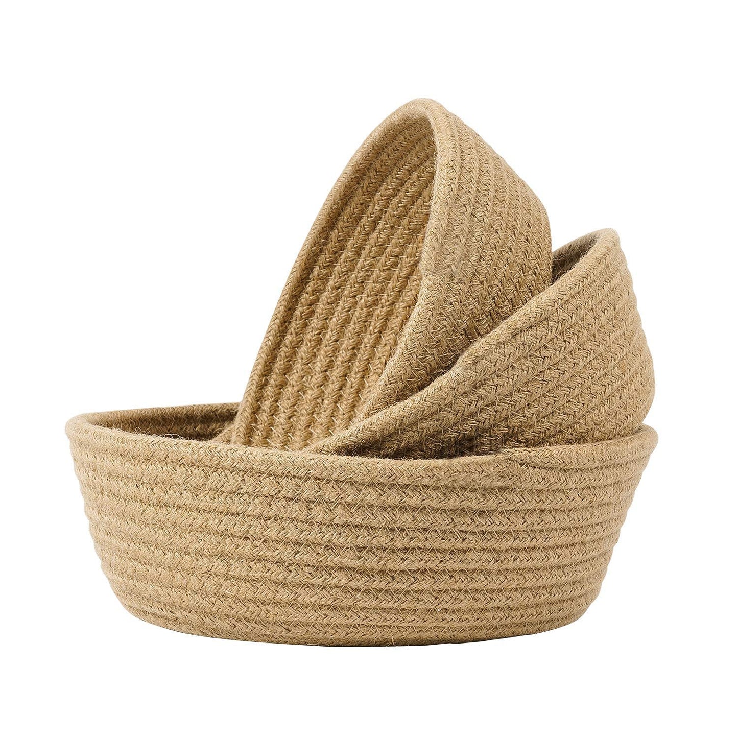 Jute Baskets | Designer Baskets | Storage/Shelves Baskets | Fruit Baskets or clothes (Beige, Set of All 3 Sizes (S,M & L)