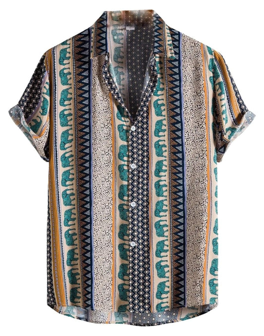 Men's Rayon Tropical Printed Shirt with Hawaii Collar | Ideal Summer Shirt for Outings, Beach, or Vacation