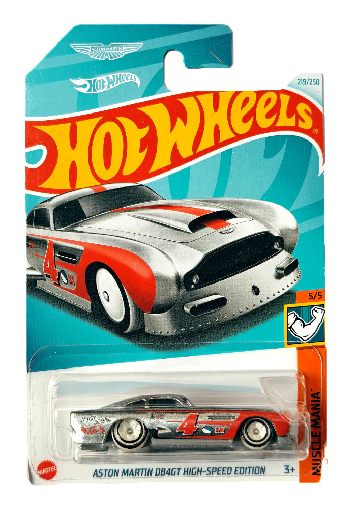 Hot Wheels Aston Martin DB4GT High Speed Edition - Silver / Red - 2024 Card - INDIAN CARD