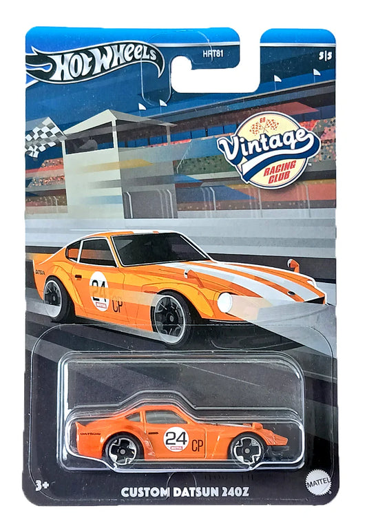 Hot Wheels Premium Vintage Racing Club Custom Datsun 240z - Orange - 2023 Card (With Protector Case)