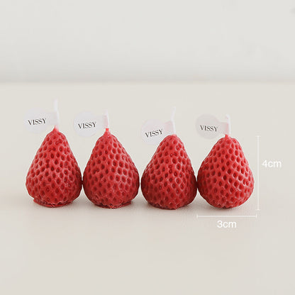 Scented Candles in Strawberry Shape-  Pack of 4