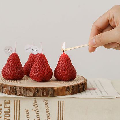 Scented Candles in Strawberry Shape-  Pack of 4