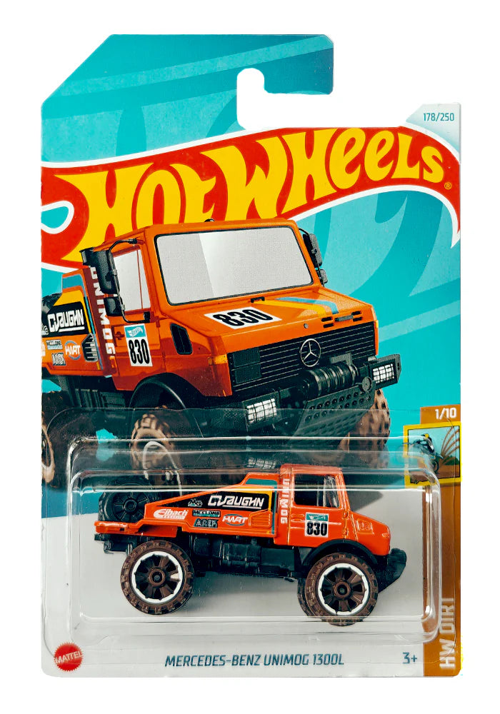 Hot Wheels Mercedes-Benz Unimog 1300L - Orange - 2024 Card - INDIAN CARD