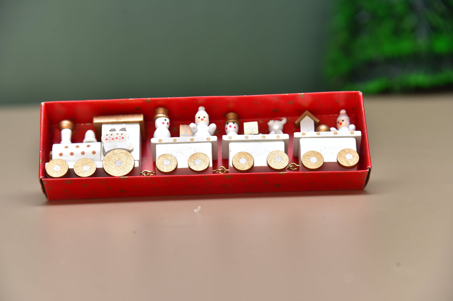 Wooden Christmas train for decoration and gifts