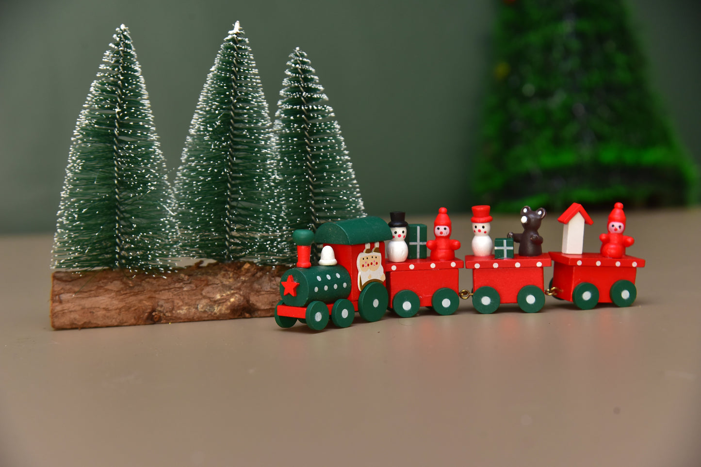 Wooden Christmas train for decoration and gifts