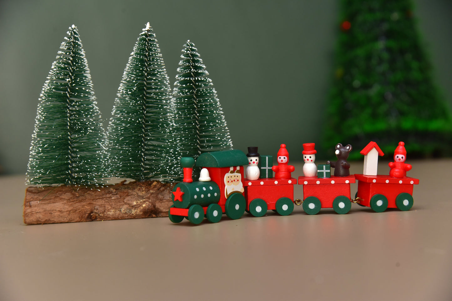 Wooden Christmas train for decoration and gifts