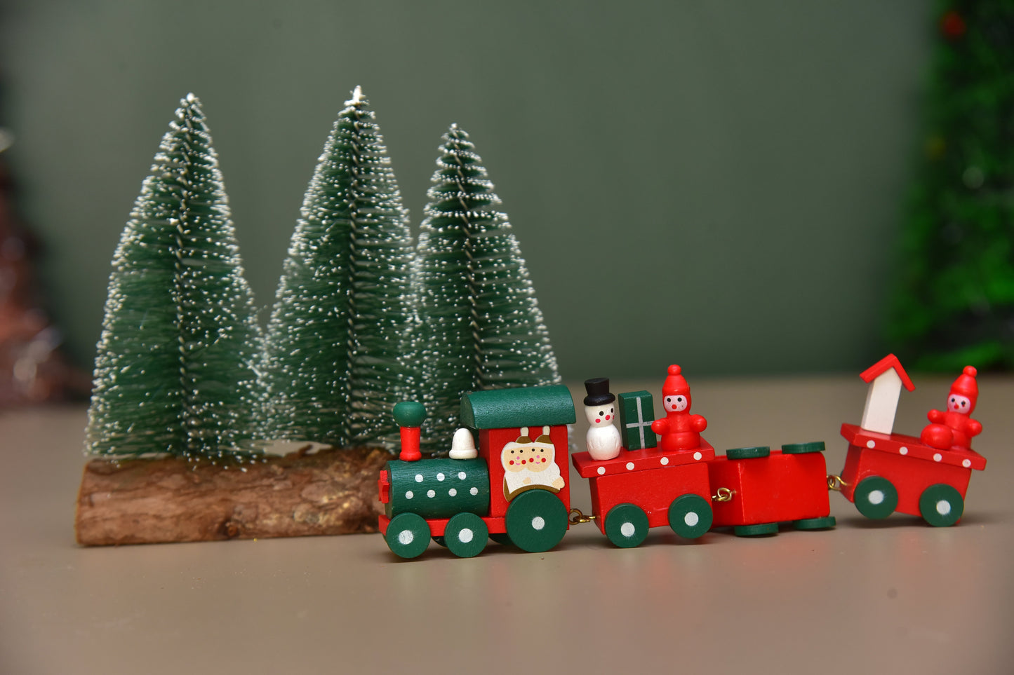 Wooden Christmas train for decoration and gifts