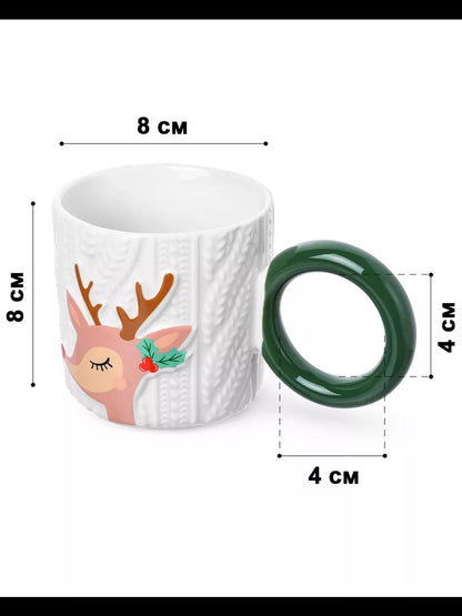 Christmas deer Holiday Mug With Saucer