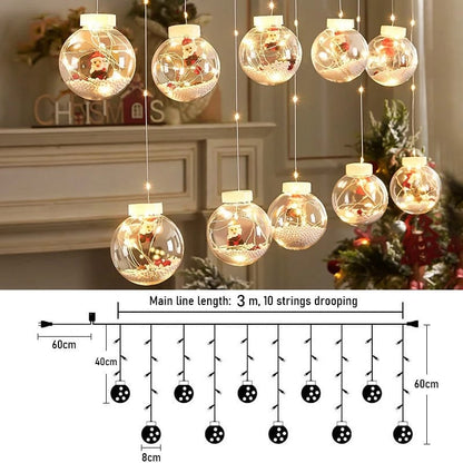 Christmas Wishing Ball String Lights, 9.84ft 10 Lights Xmas Santa