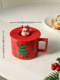 Christmas Ceramic Cup With Silicon lid- 1 pc-