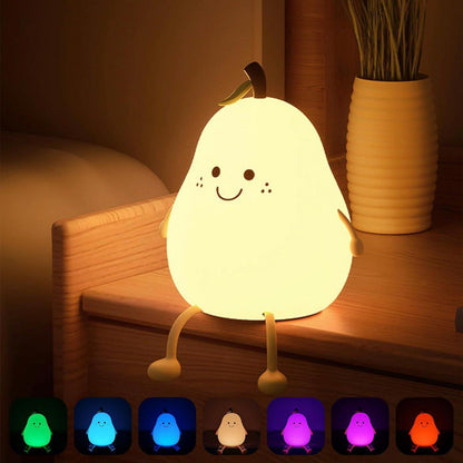 Pear Night Lamp | Pear Night Light | Pear Night Light for Kids |  Silicone Cute Lamp for Nightstand | Dimmable Night Lamp for Bedroom |  Pear Cute Nursery Nightlight Lamp