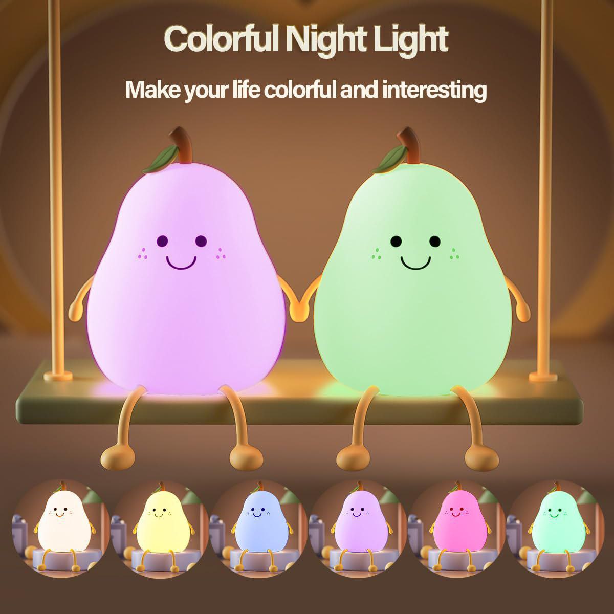 Pear Night Lamp | Pear Night Light | Pear Night Light for Kids |  Silicone Cute Lamp for Nightstand | Dimmable Night Lamp for Bedroom |  Pear Cute Nursery Nightlight Lamp