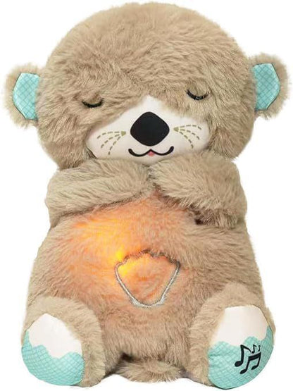 Breathing Teddy Bear | Breathing Otter | Breathing Teddy Bear with Music, Sound, Light and and Breathing Motion | Breathing Teddy Bear Soft Toy for Kids | Pocket Glowing Music Otter | Baby Breathing Otter   BROWN PINK GREY