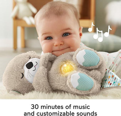 Breathing Teddy Bear | Breathing Otter | Breathing Teddy Bear with Music, Sound, Light and and Breathing Motion | Breathing Teddy Bear Soft Toy for Kids | Pocket Glowing Music Otter | Baby Breathing Otter   BROWN PINK GREY