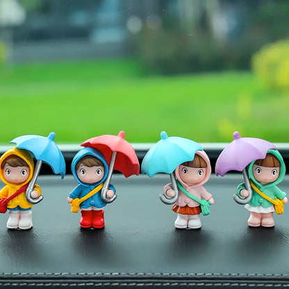 Cute Cartoon couple holding umbrella for car dashboard and home decor